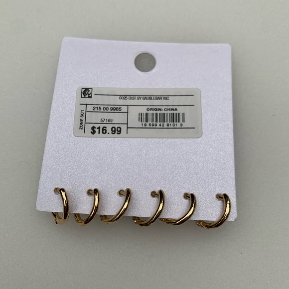 Sugarfix by BaubleBar Huggie Set, NWT, 3 Pairs, Goldtone - Picture 4 of 6